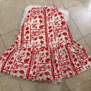 NWOT Peach Pattern Print Flow Tiered Maxi Skirt Boho Beach